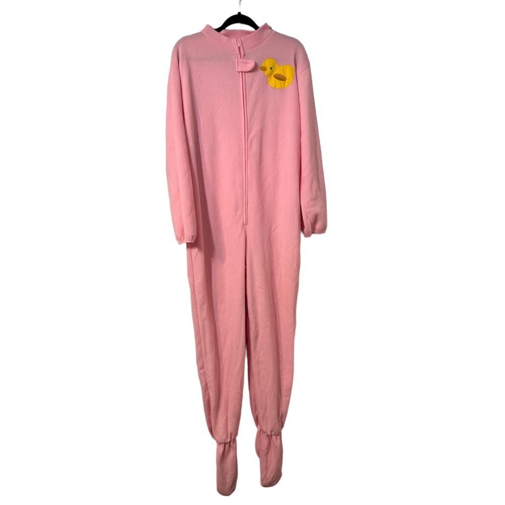Amscan Adult Baby Pink Union Suit Costume Faux Butt Flap One Piece Fleece L